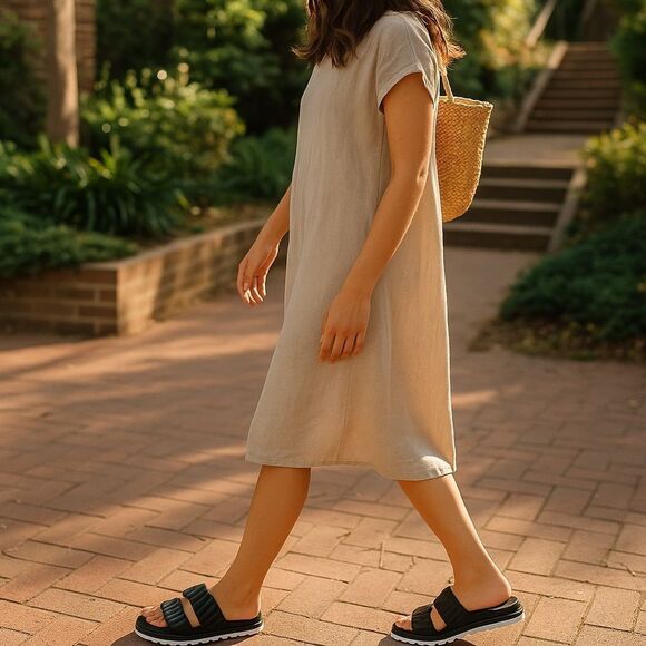 Sorel Women's Roaming Two Strap Slides Black Size 7.5 Leather Sandals - Picture 3 of 16